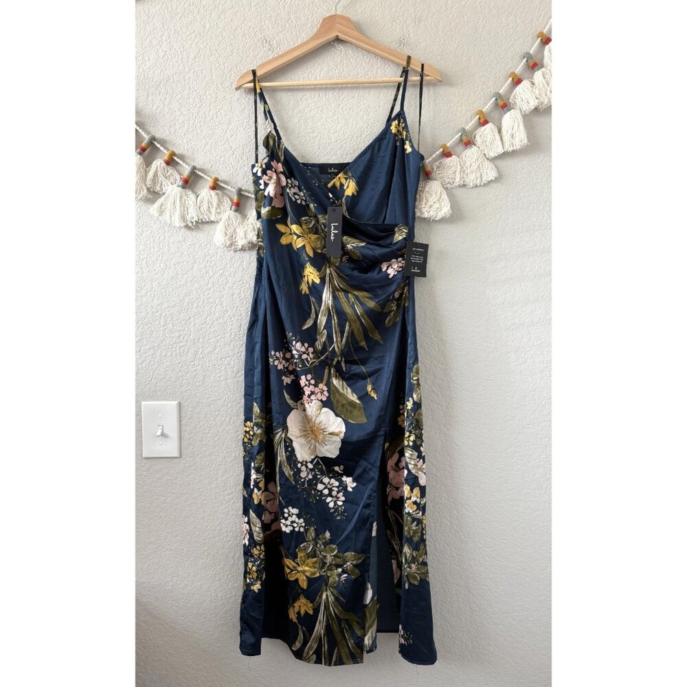 Floral Navy Slip Dress with Spaghetti Straps